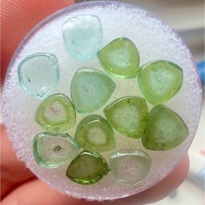 8 carats or genuine watermelon tourmaline polished slices! With gem jar . NICE!!